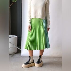 Plan C pistachio Green Pleated taffeta Midi Skirt IT 40 US 4 NWT
